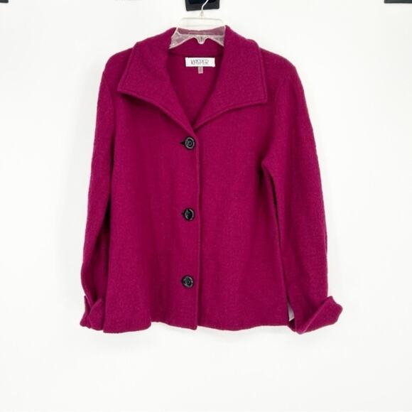 Kasper Jackets & Blazers - Kasper 100% Boiled Wool Fuchsia Button Front Blazer Jacket Size Medium